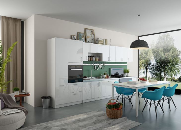 White Handleless Kitchen Cabinets